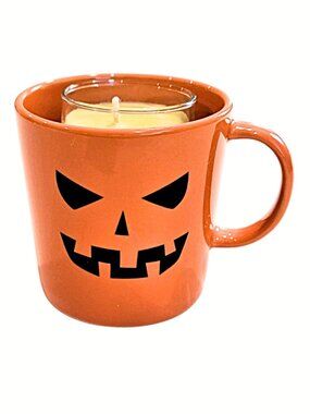 Aalynhe Designs Jack-O-Lantern Candle Mug w/ Soy Wax Filled Glass Votive & Mug
